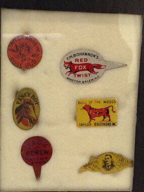 VTG (6) Tobacco Tags Tin Label Plugs Eclectic Grandpa Collectible Tobacciana